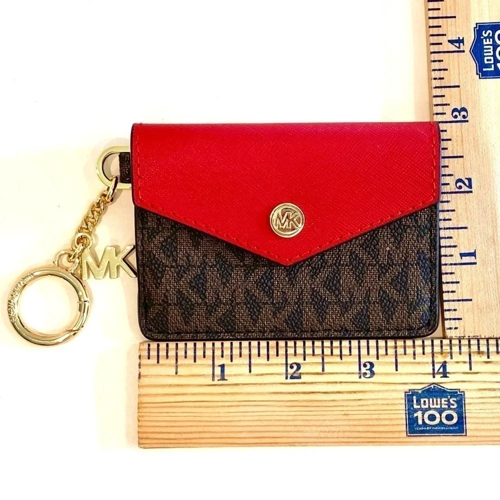 Michael Kors Kala Small Signature Leather Flap Key Ring Card Case Mini ID Wallet